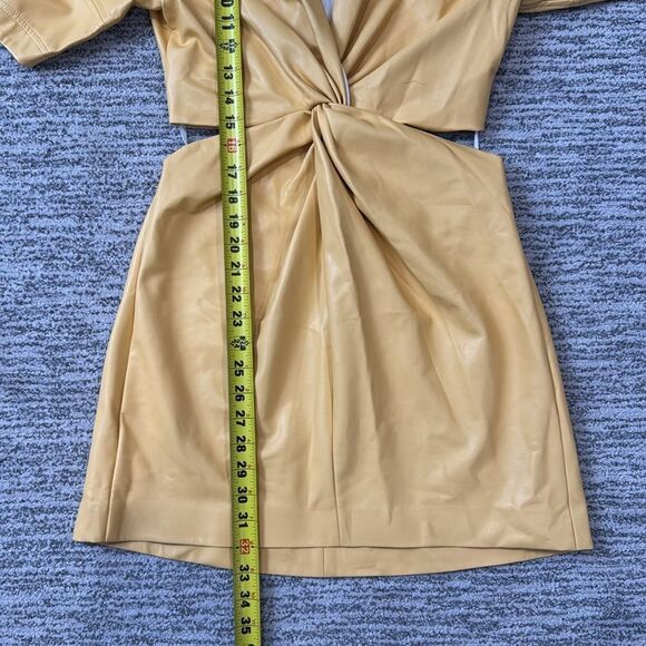 NWT ALC Yellow Faux Leather Cutout Mini Dress Size 0 - Picture 12 of 16